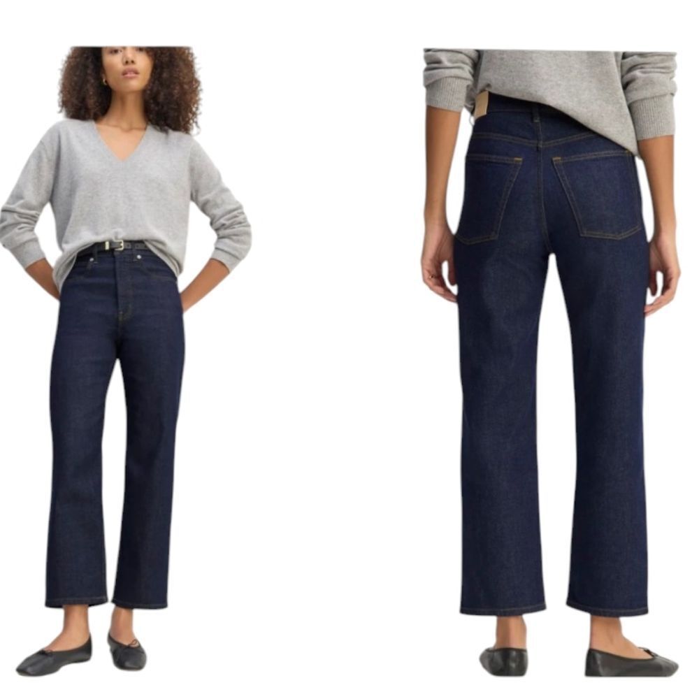 NWT Everlane The Way-high Jean Pure Blue Dark Organic Denim Straight Leg 28